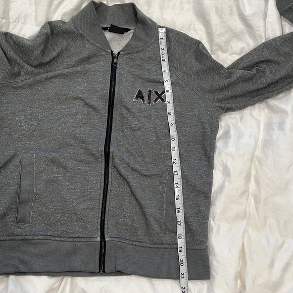 Armani Exchange zipper sweatshirt snap close pockets gray and black size M - Picture 11 of 12